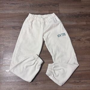 Brandy Melville Cream Joggers with New York Print